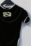 Windowsen "Alien" velvet conjoined short -sleeved PS23OP001 black